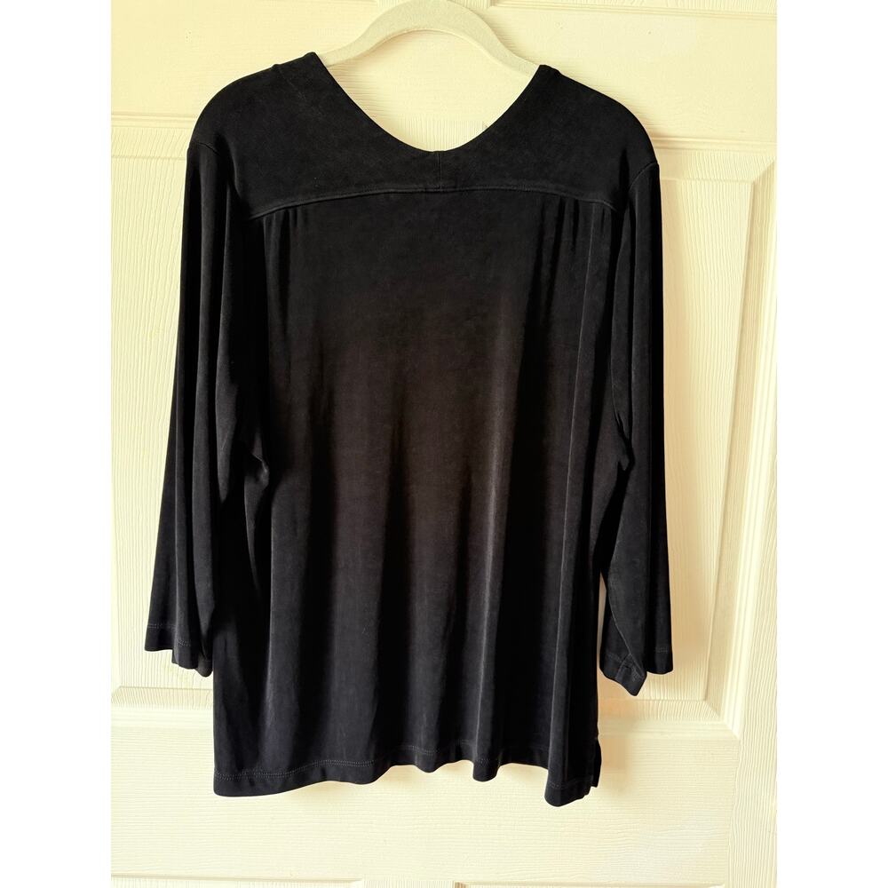 Chico’s Travelers Black V-Neck 3/4 Sleeve Knit Top Size‎ 3 XL Travel Office